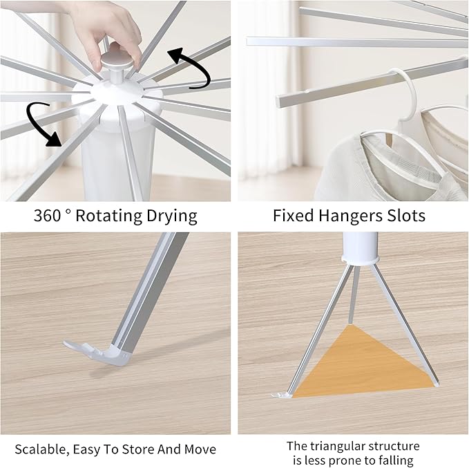 Clothes Drying Rack Tripod, Laundry Hanger Dryer Rack, Portable Foldable Drying - Image 5