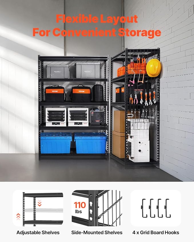VEVOR Storage Shelves, 3000 lbs, 5 Tier Heavy Duty Garage Shelving, - Image 5