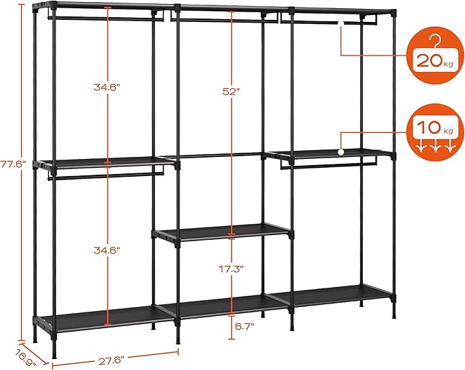 Clothes Rack, Portable Closet, 80.7 Inch Extra Large Capacity Wardrobe Closet - Image 6
