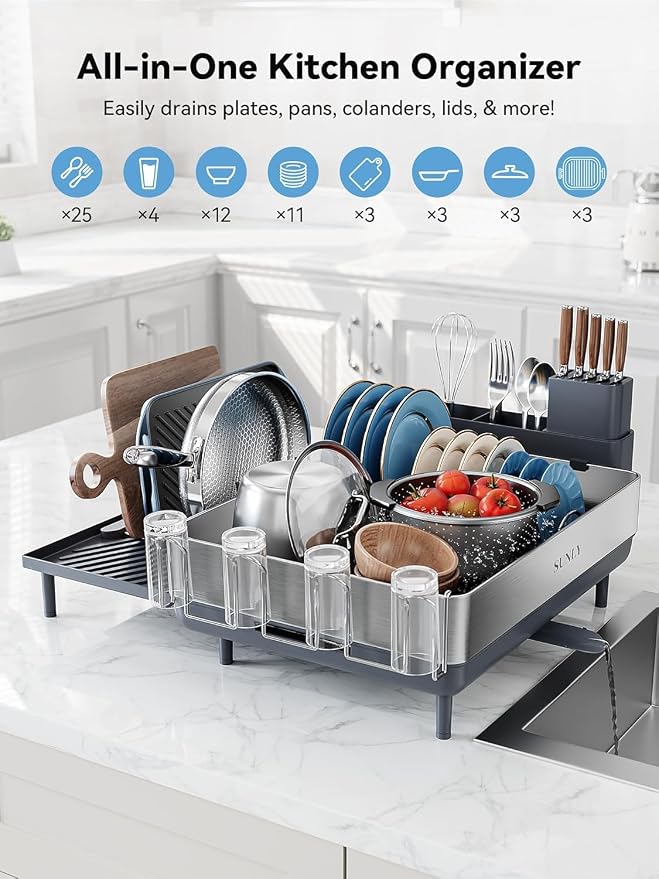 SUNLY Large Dish Drying Rack, Expandable Dish Racks - Image 7