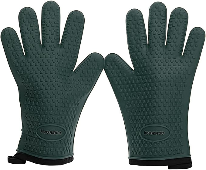 KITCHEN PERFECTION S Silicone Smoker Oven Gloves -Extreme Heat Resistant BBQ by Kitchenperfection