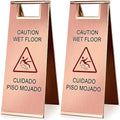 Kigley 2 Pcs Wet Floor Sign, 24 Inch Stainless Steel Caution Wet Floor Sign by Kigley