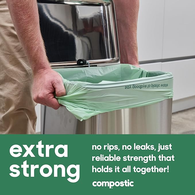 Compostic Home Compostable Trash Bags, 13 Gallon Tall Kitchen Rubbish Bags - Image 4