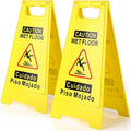 2-Pack Caution Wet Floor Sign, 17.5" Height, Bright Yellow Double-Sided Folding by Unknown