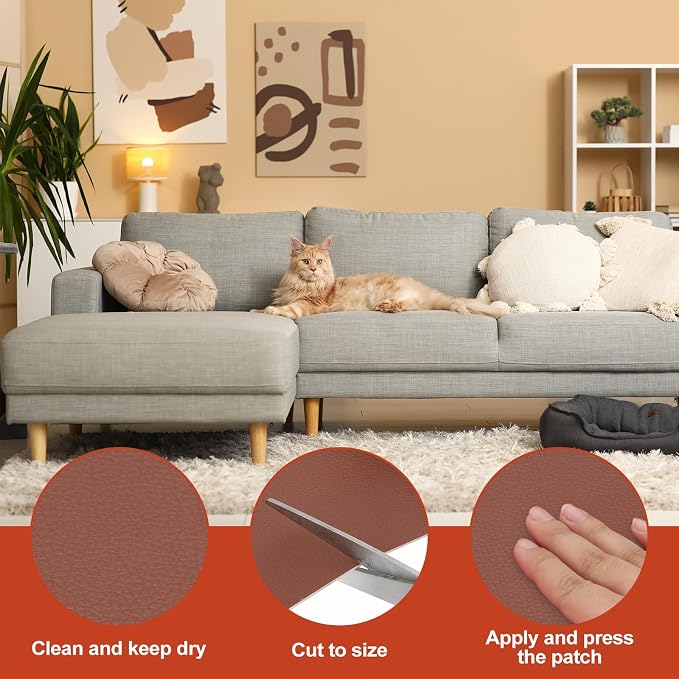 PATIKIL Leather Patches Tape for Furniture, 6.3 x 61 Inch Self Adhesive Vinyl - Image 3