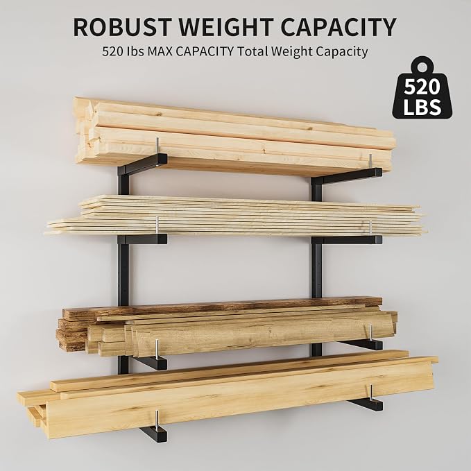 Lumber Storage Rack, Upgrade Cantilever Folding Lumber Rack Wall Mount - Image 4