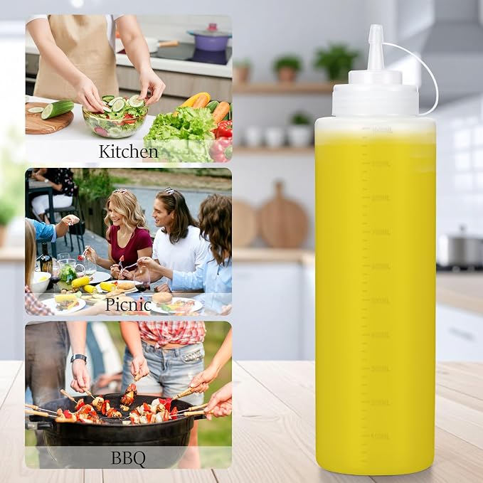 Condiment Squeeze Bottles Ketchup Dispenser, 6 Pack 32oz Squeeze Bottles - Image 6