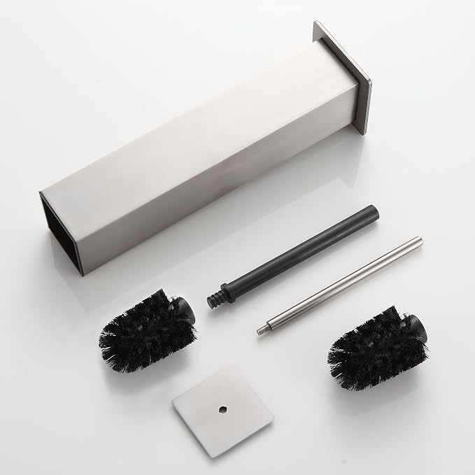 BVL Toilet Brush and Holder Set Brushed Nickel Stainless Steel 304 Square - Image 7