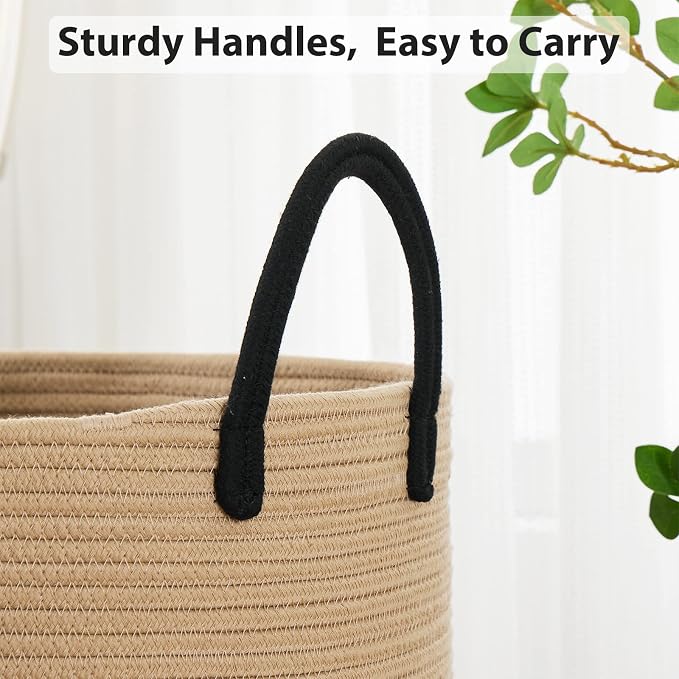 Fiona's magic 72L Large Woven Laundry Hamper, Tall Cotton Rope Storage Basket - Image 5