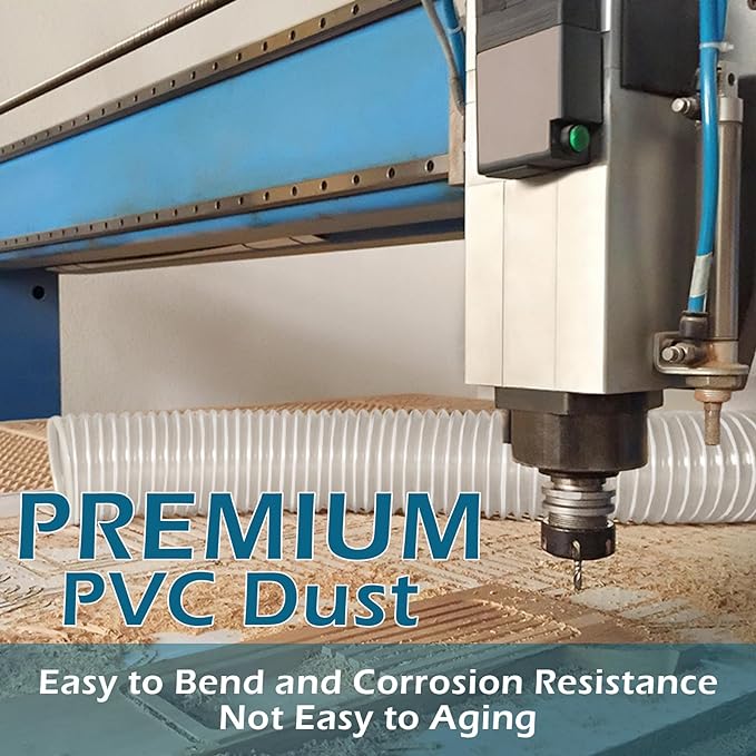 Qucship 2-1/2" x 10' Heavy-Duty PVC Dust Collection Hose, Puncture-Resistant - Image 3