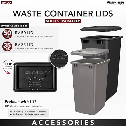 Rev-A-Shelf Pullout Trash Can for Kitchen Cabinet, Single 35 Qt Bin - Image 3