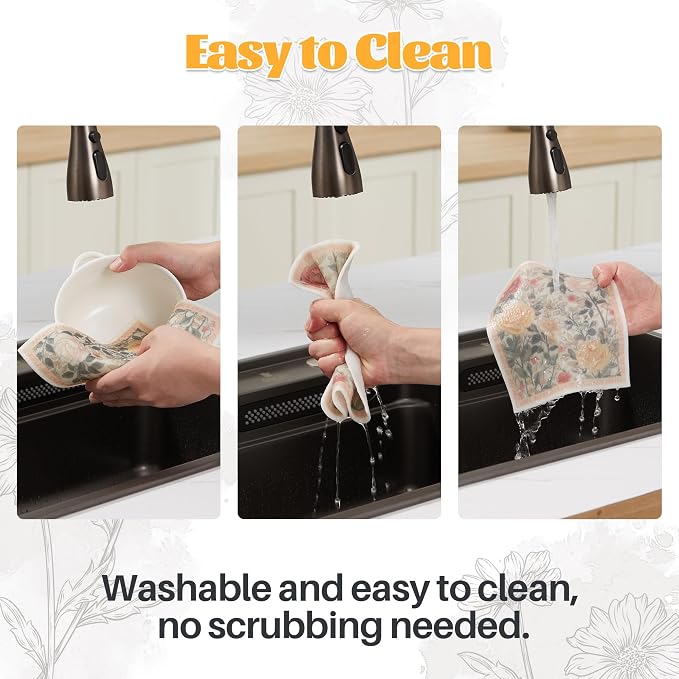JOYMOOP 12 Pack Decorate Cleaning Cloth, Reusable Absorbent Dish Towels - Image 5
