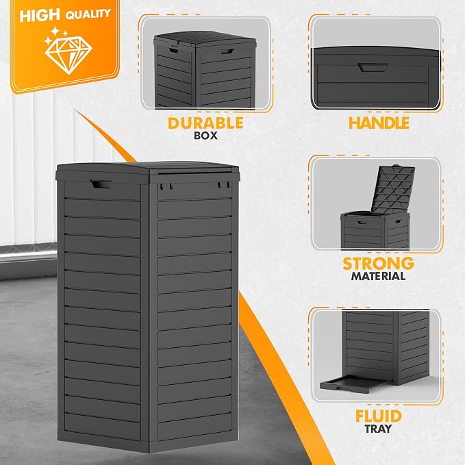 31 Gallon Outdoor Trash Can, Waterproof Resin Trash Can - Image 5