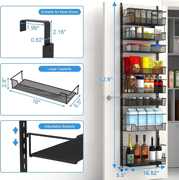 Over the Door Pantry Organizer, 8-Tier Over the Door Organizer - Image 3