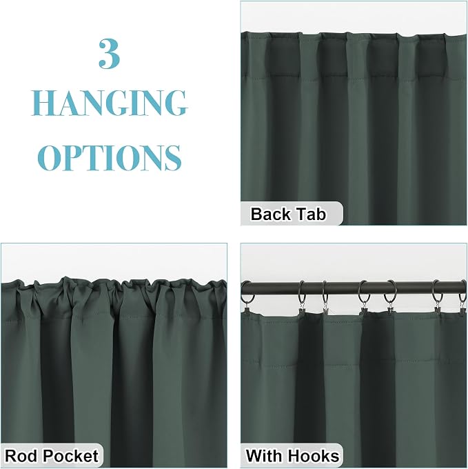 RYB HOME Blackout Curtains for Bedroom, Small Windows Shades Thermal Insulating - Image 3