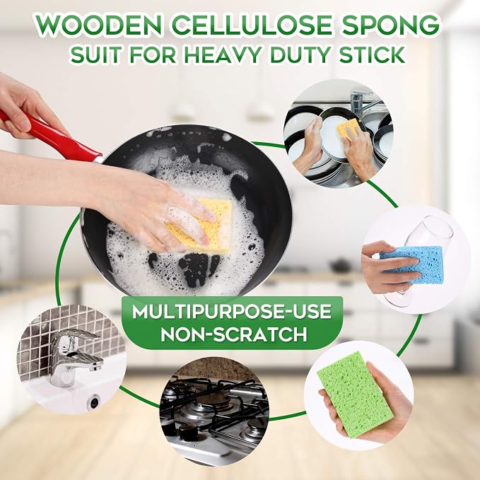 Compressed Cellulose Kitchen Sponges 24Pack, Non-Scratch Biodegradable Natural - Image 5