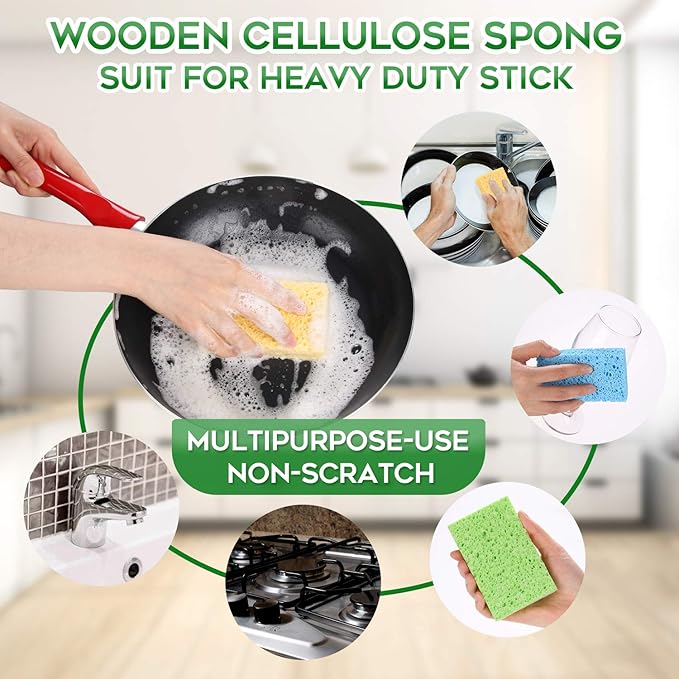Compressed Cellulose Kitchen Sponges 12Pack，Non-Scratch Biodegradable Natural - Image 5