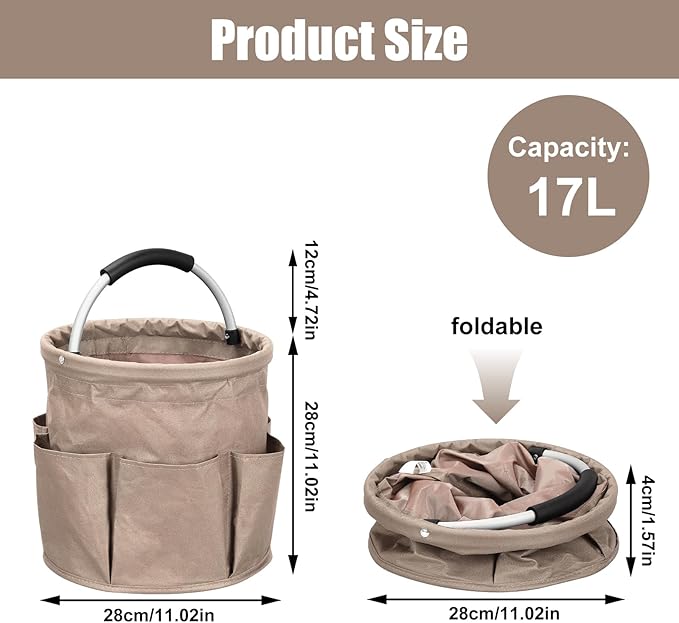 Qivine 17L Cleaning Caddy with Handle, Cleaning Supply Caddy Foldable Cleaning - Image 2