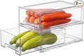 PeJeyiee 2 Pack Clear Stackable Refrigerator Organizers and Storage Drawers by Unknown