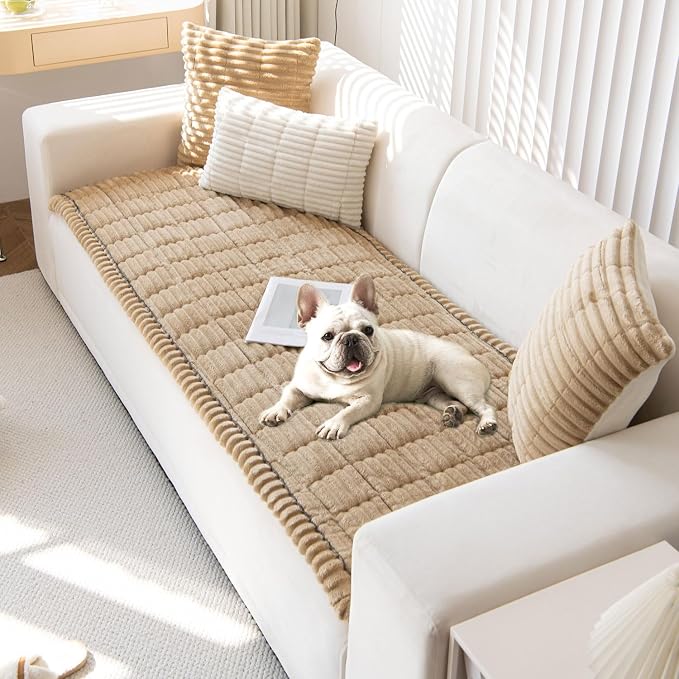OTOB Couch Cover for Dogs Washable, Non Slip Plush Fuzzy Sofa Covers for 3 by OTOB