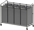 Simple Houseware 4-Bag Heavy Duty Laundry Sorter Rolling Cart, Dark Grey by SimpleHouseware