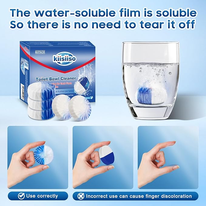 KIISIISO Ultra Clean Toilet Tablets White & Blue-60 PACK, Toilet Bowl Cleaners - Image 3