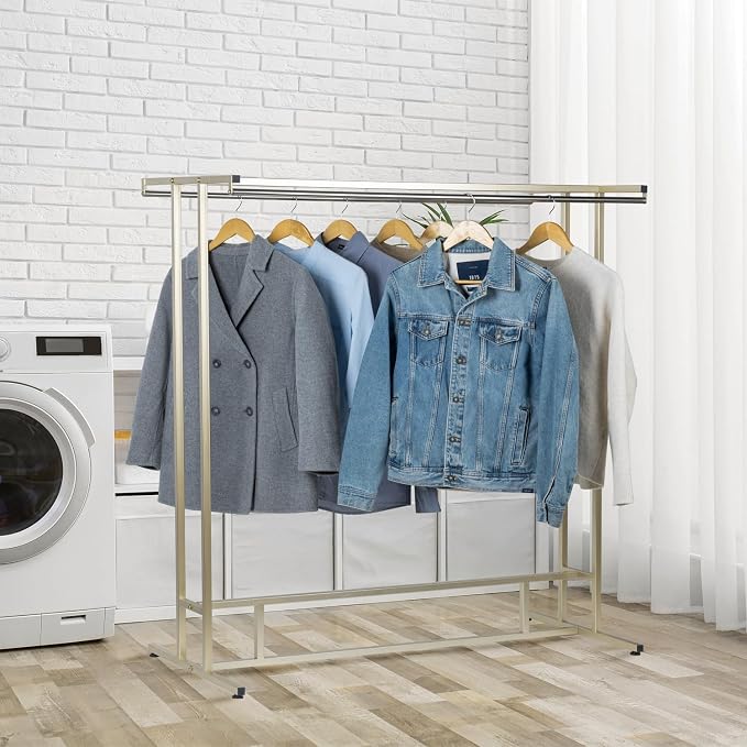 MyGift 4ft Tall Brass Tone Stainless Steel Freestanding Garment Rack, Heavy - Image 7