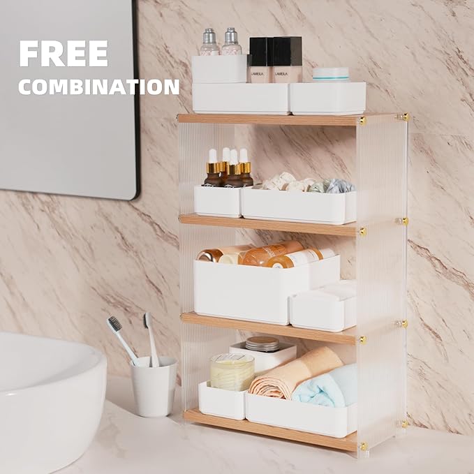 11-Piece Stackable Drawer Organizer Set, Stationery, Utensils in Bathroom - Image 4