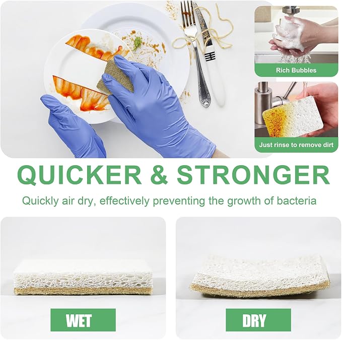 Natural Kitchen Sponges, 12 Pack Non-Scratch Sponge - Image 6