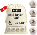 Sheep Wool Dryer Balls 4 Pack XL Premium Natural Fabric Softener, Reusable by ACTTE