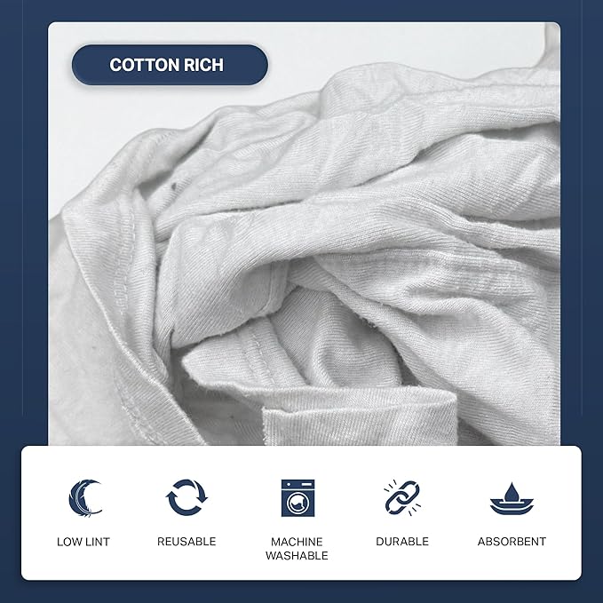 Angel-in-Armor White T-Shirt Rags – 5lb Box of Recycled Cotton Knit Shop Rags – - Image 2