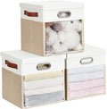 Fabric Storage Cubes with Clear Windows and Lids 11'' Foldable Storage Bins by Roobyl