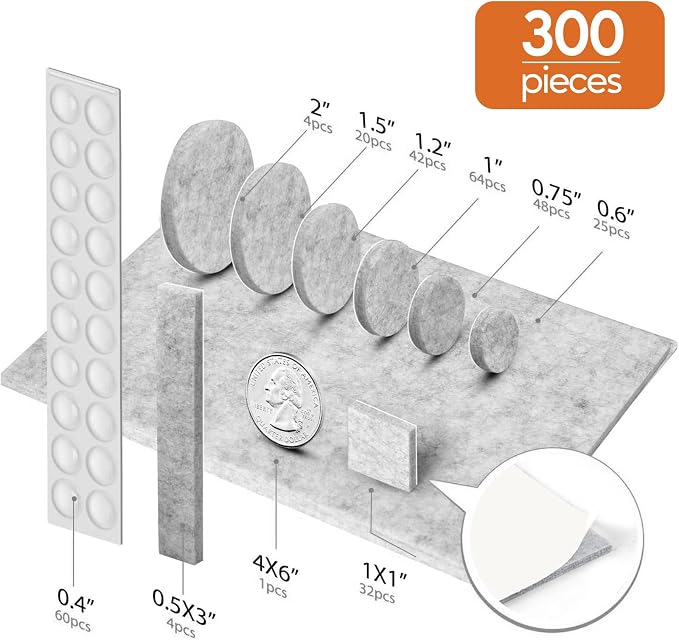 Furniture Pads 300 Pcs Premium Furniture Felt Pads, Huge Quantity Self Adhesive - Image 4