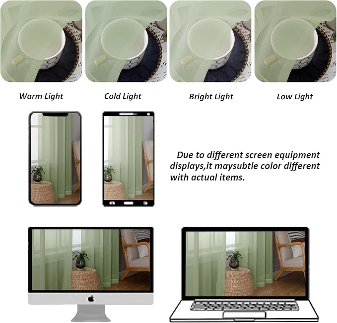 Chyhomenyc Sheer Valances for Windows 2 Pack, Small Window Curtains for Living - Image 4