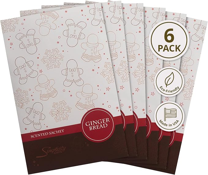 Simplicity Scents Gingerbread Scented Sachets Pack of 6, Fall & Winter by FloralSimplicity