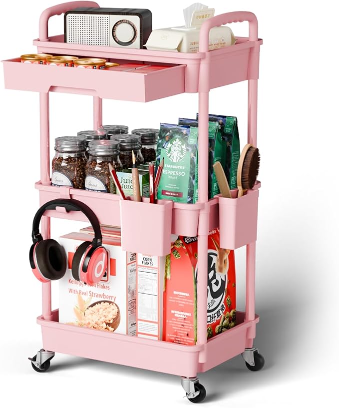 3 Tier Rolling Cart Organizer, Laundry Room Bathroom Organizers and Storage by Sorgion