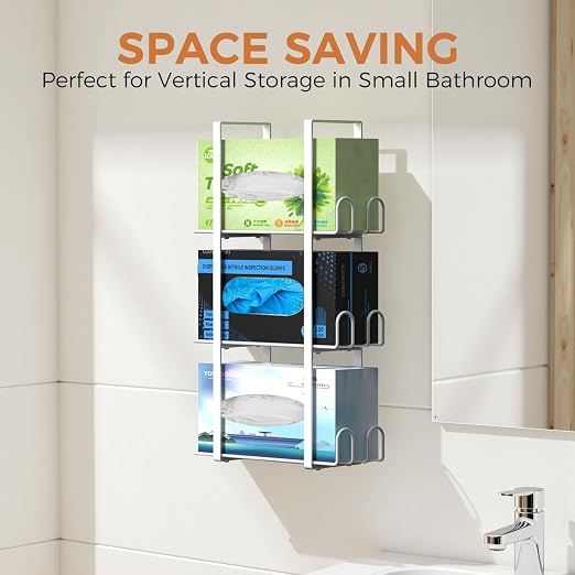 Glove Holder Dispenser for Wall Mount, Wall-Mounted Rubber Box Holder, Tissue - Image 6