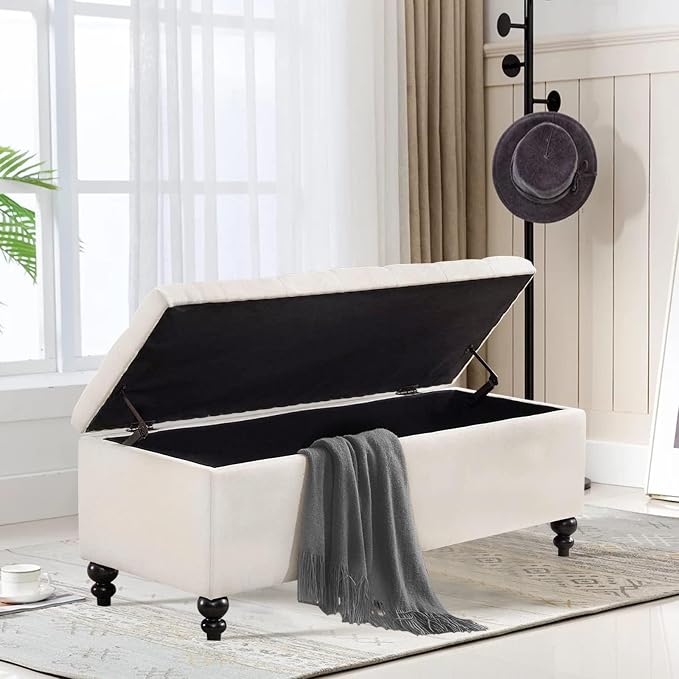 Living&Giving Storage Ottoman 50.2 Inches Upholstered Fabric Storage Ottoman - Image 3