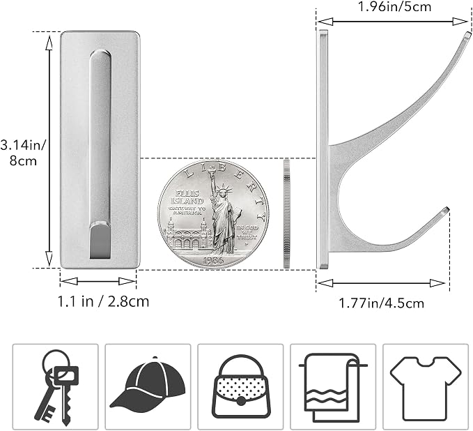 Stick on Hooks for Hanging, Extra Sticky 6KG, Coat Hook on Door for Towel Coat - Image 3