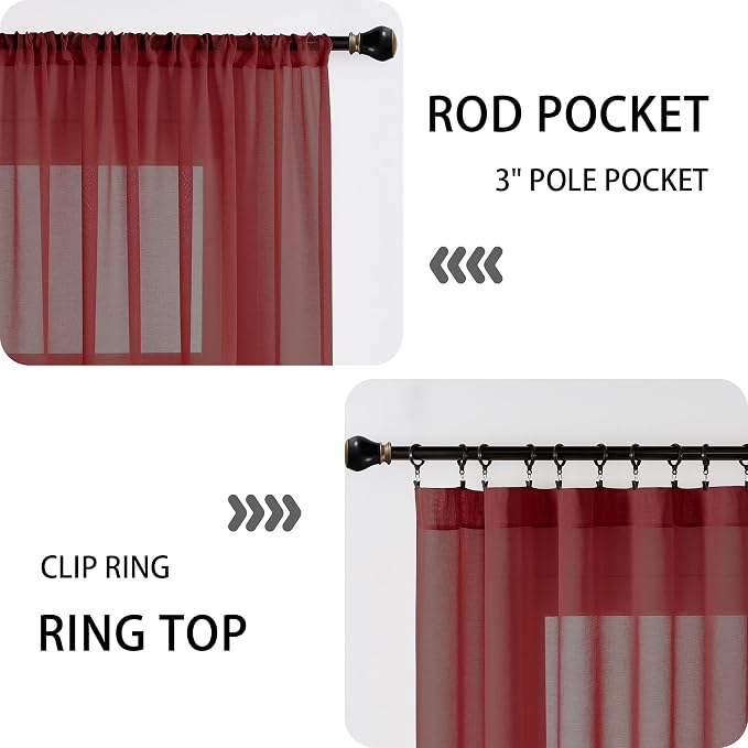 Tollpiz Sheer Curtains Closet Linen Textured Curtain Sheers Doorway Light - Image 5