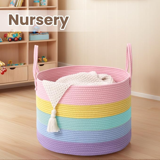 Woven Blanket Basket, 115L Large Rope Storage Bin - Image 4