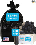 Black Garbage Bags, Made in USA, 40-45 Gallon, Light Duty, High Density by HighBarTrashLiners