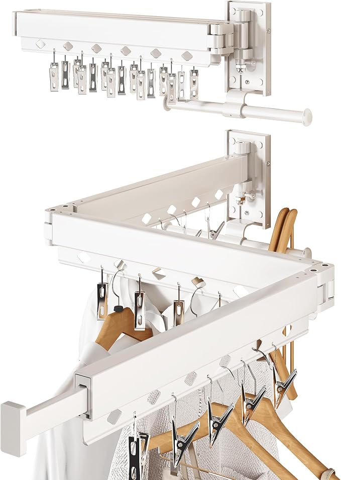 Wall Mounted Collapsible Clothes Drying Rack, Durable Space-Saving Laundry by Unknown