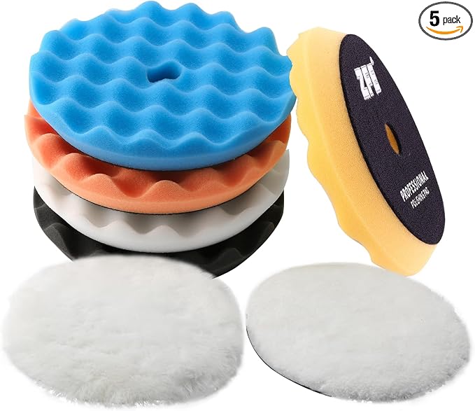 Buffing Polishing Pads, ZFE 7Pcs 6" Waffle Foam Buffing Pads Polishing Pads by ZFE