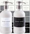 16oz Glass Soap Dispenser with Stainless Steel Pump, 21 Waterproof Labels by Verute