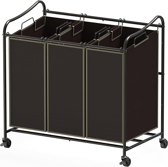 Simple Houseware Heavy Duty 3-Bag Laundry Sorter Rolling Cart by SimpleHouseware