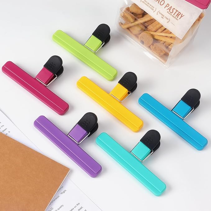 Tamaki 6 Pack Large Chip Bag Clips Assorted Color Food Bag Clips Plastic Heavy - Image 7