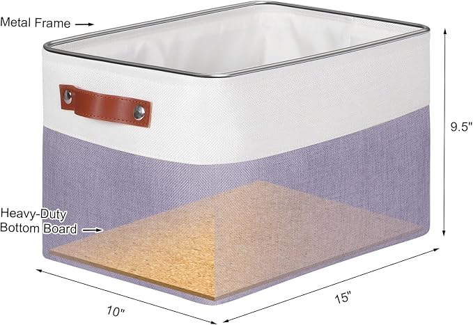 Univivi Large Fabric Storage Baskets Hard Bottom Organizer Bins - Image 3