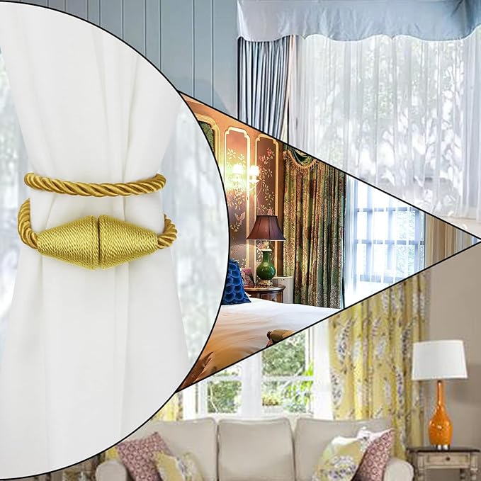 2 Pack Magnetic Curtain Tiebacks Rope Modern Handmade Curtain Tie Backs - Image 6