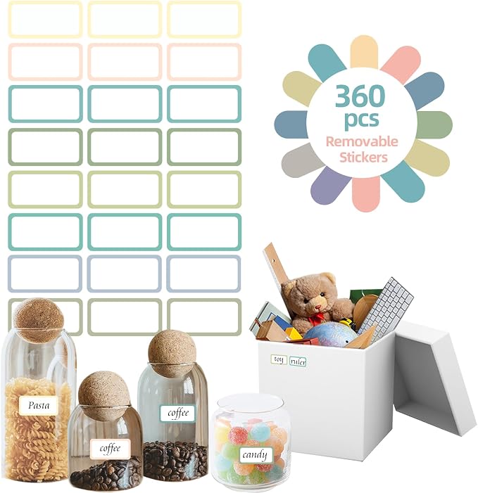 STARLIBOO Removable Labels, Removable Colored Labels Stickers, Self-Adhesive by STARLIBOO